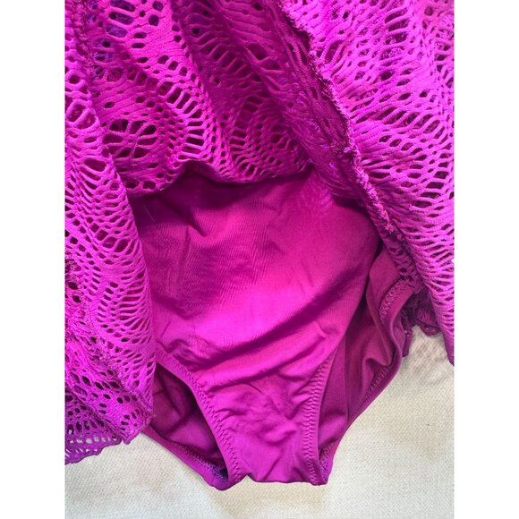 BECCA By Rebecca Virtue Halter One Piece Swimsuit Plus Size 1X Purple Chic Beach - Picture 7 of 12